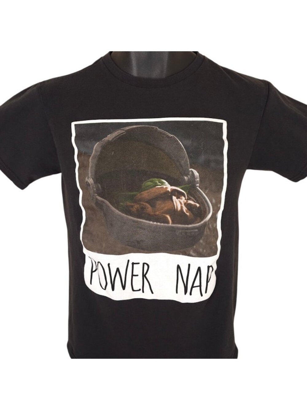 Star Wars The Mandalorian T Shirt Mens Size Small Black Grogu Power Nap - Picture 2 of 6